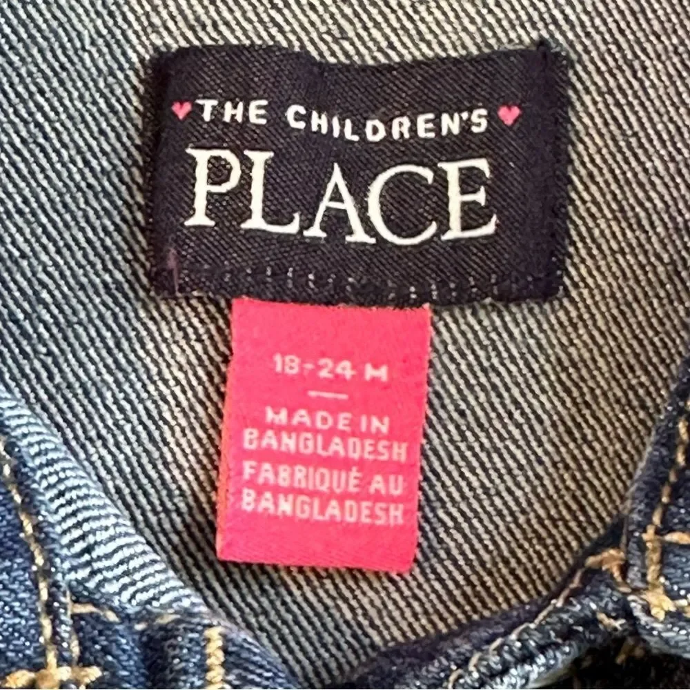 The Children's Place Baby Unisex Blue Denim Jacket SZ 18-24 Months Casual